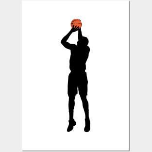 Shoot basketball jump slam silhouette Posters and Art